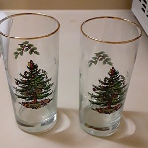 Vintage Christmas Tree Spode Glasses